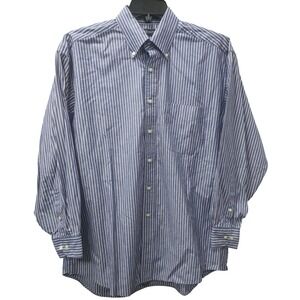 Tommy Hilfiger Mens 16 32/33 Striped Button Down Long Sleeve Dress Shirt‎ Blue